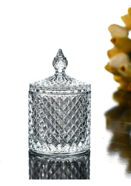 Kapaklı Cam Mini Sunumluk Şekerlik Lokumluk 6,8X11 cm