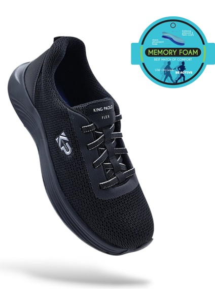 K5174 Memory Foam Lastikli Kadın Yürüyüş Günlük Siyah Spor Ayakkabı