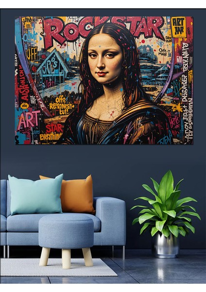 Graffiti Tarzı Mona Lisa Dekoratif Tablo