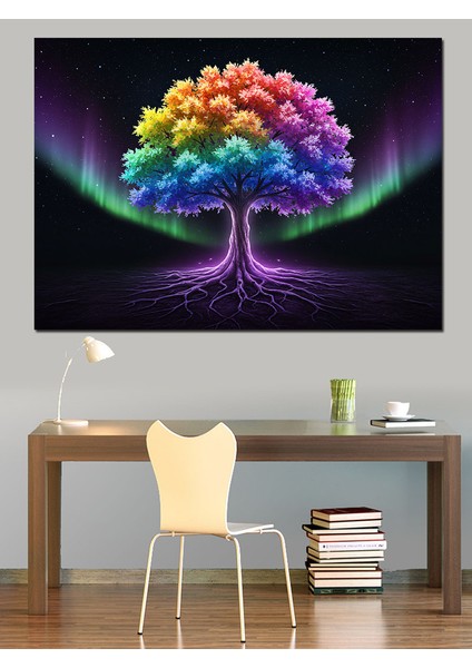 Gece Parlayan Renkli Ağaç Dekoratif Tablo fırsatları