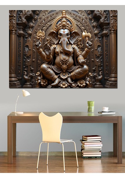 Tanrı Ganesha Heykeli Dekoratif Tablo