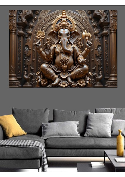 Tanrı Ganesha Heykeli Dekoratif Tablo