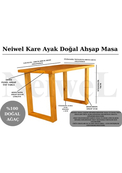 Oven Doğal Ahşap Çalışma ve Ofis MASASI-70 cm -200 cm indirimleri