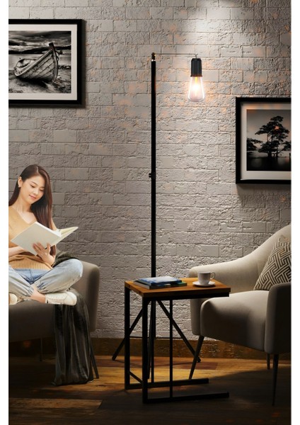 Gece Kitap Okuma Işığı Standlı 3 Mod'lu Şarjlı Dekor LED Lamba Rustik Sarı Ampul Lambader Fener