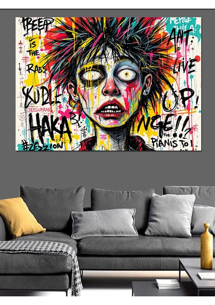 Grafiti Tarzı Çılgın Portre Dekoratif Tablo fırsatları