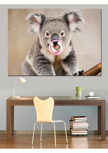 Sevimli Pembe Sakızlı Koala Dekoratif Tablo