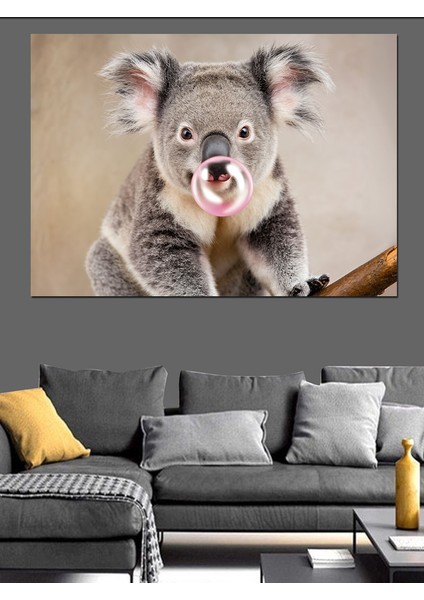 Sevimli Pembe Sakızlı Koala Dekoratif Tablo