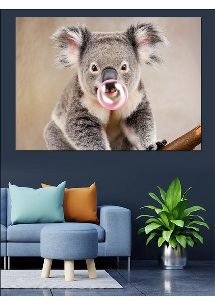 Sevimli Pembe Sakızlı Koala Dekoratif Tablo