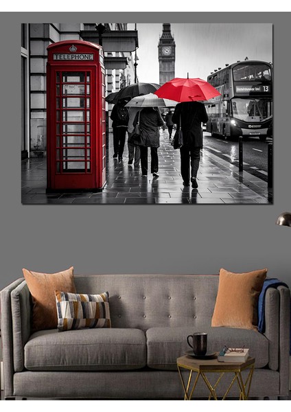 Yağmurda Şemsiyeli Insanlar Dekoratif Tablo