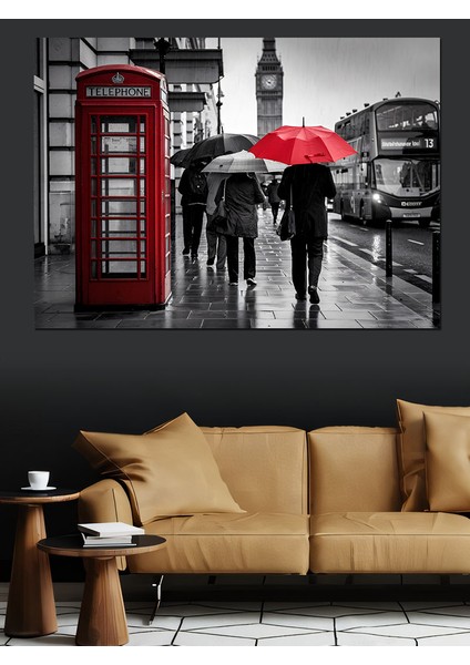 Yağmurda Şemsiyeli Insanlar Dekoratif Tablo fırsatları