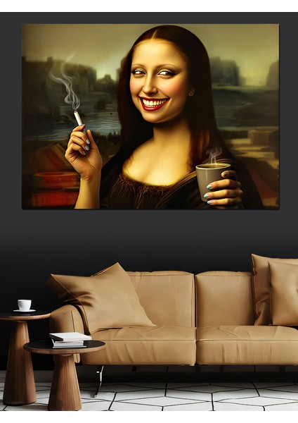 Sigara Içen Mona Lisa Dekoratif Tablo