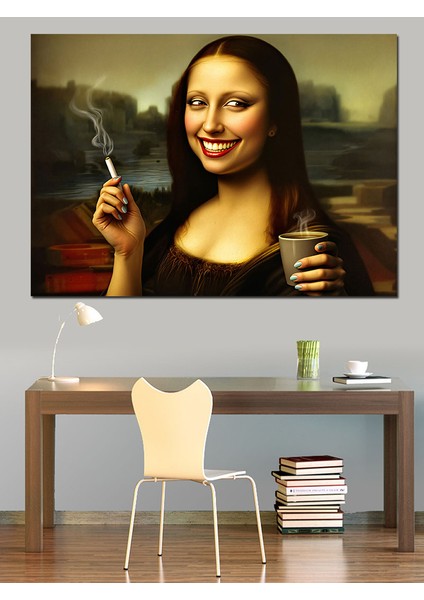 Sigara Içen Mona Lisa Dekoratif Tablo fırsatları