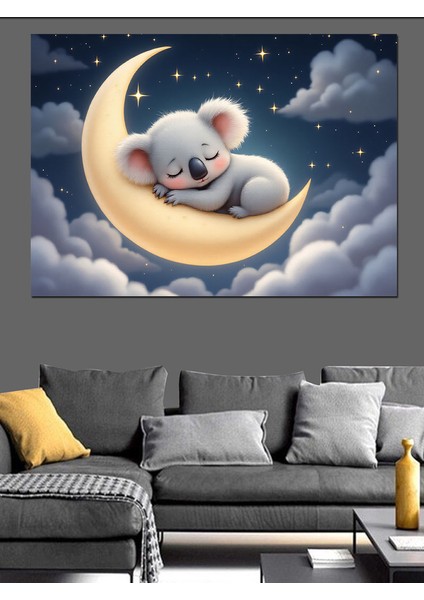 Ay Üzerinde Koala Dekoratif Tablo