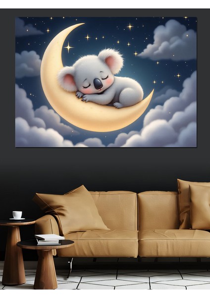 Ay Üzerinde Koala Dekoratif Tablo