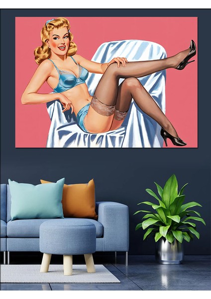 Retro Pin-Up Kız Dekoratif Tablo fiyatları