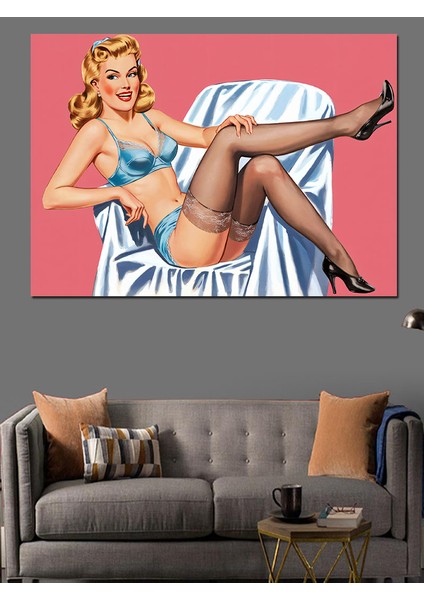 Retro Pin-Up Kız Dekoratif Tablo modelleri