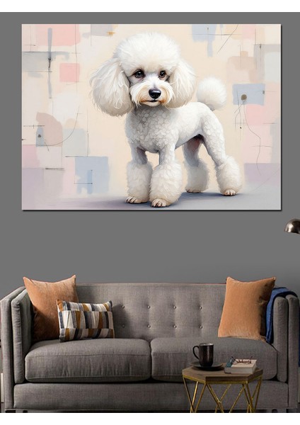 Beyaz Tüylü Poodle Dekoratif Tablo