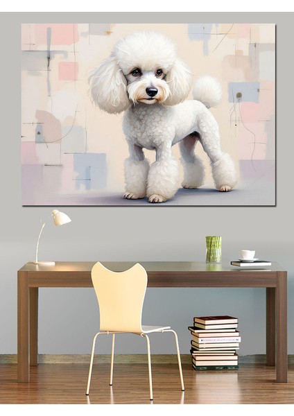 Beyaz Tüylü Poodle Dekoratif Tablo fiyatları