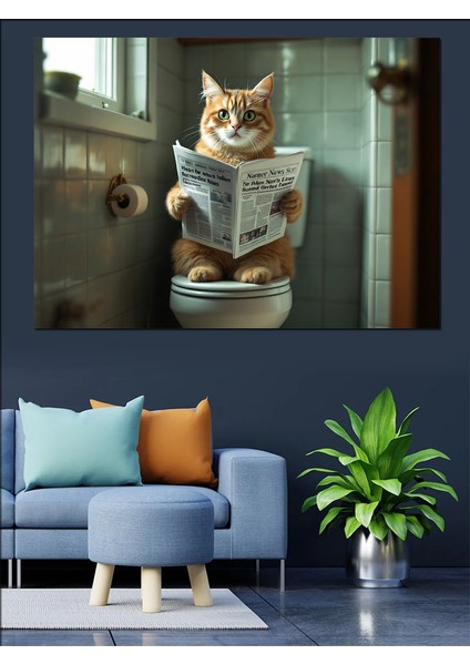 Gazete Okuyan Kedi Dekoratif Tablo fiyatları