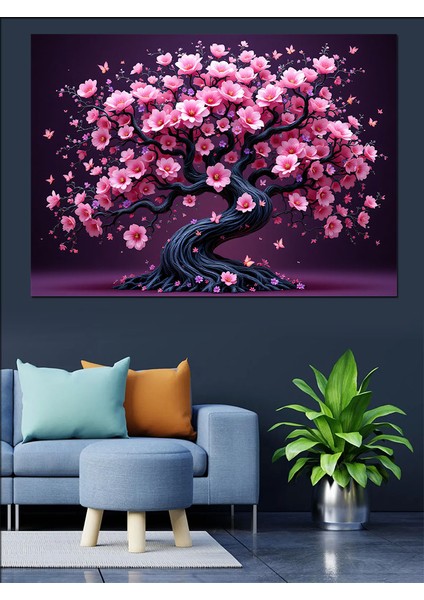 Çiçek Açan Sakura Ağacı Dekoratif Tablo