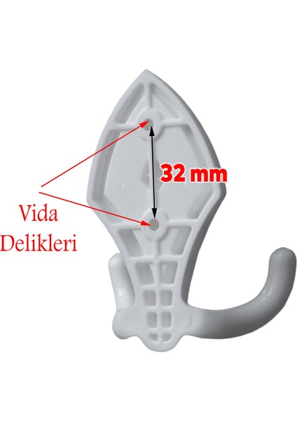 Nilay Askı Askılık Beyaz Vestiyer Duvar Askısı Dolap Elbise Portmanto Askılığı Plastik (5 Adet)