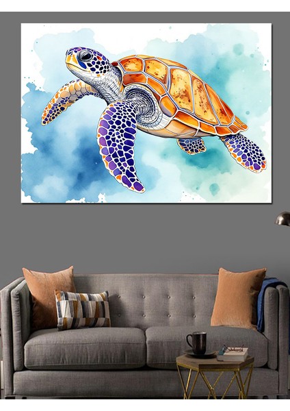 Renkli Deniz Kaplumbağası Dekoratif Tablo fiyatları