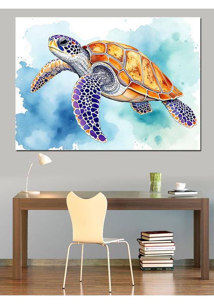 Renkli Deniz Kaplumbağası Dekoratif Tablo modelleri