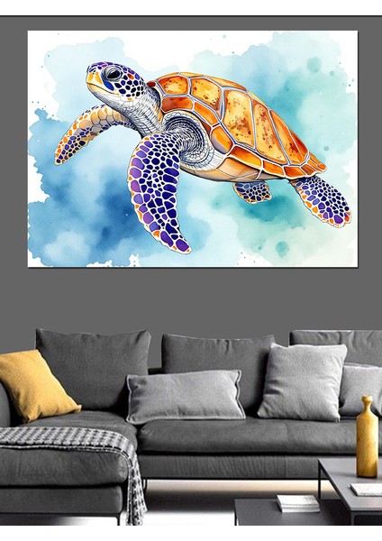 Renkli Deniz Kaplumbağası Dekoratif Tablo fırsatları