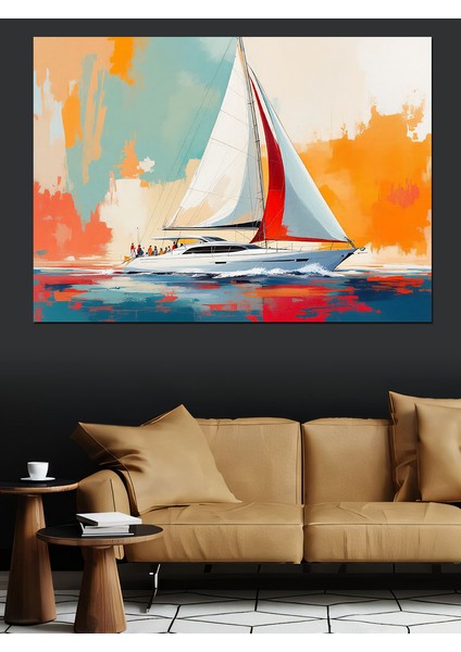 Denizde Yelkenli ve Güneş Dekoratif Tablo fiyatları