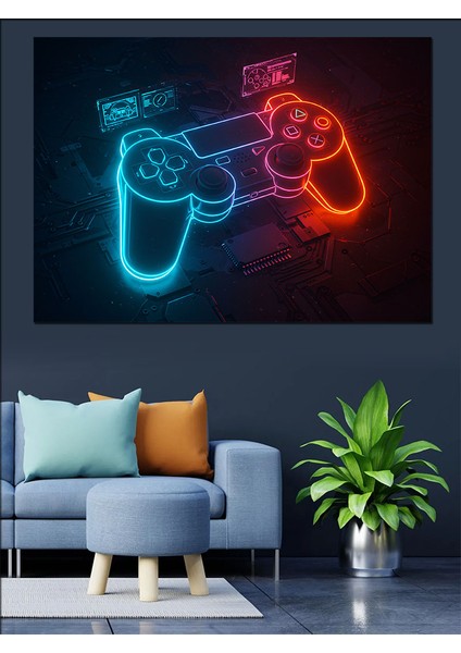 Neon Oyun Konsolu Dekoratif Tablo