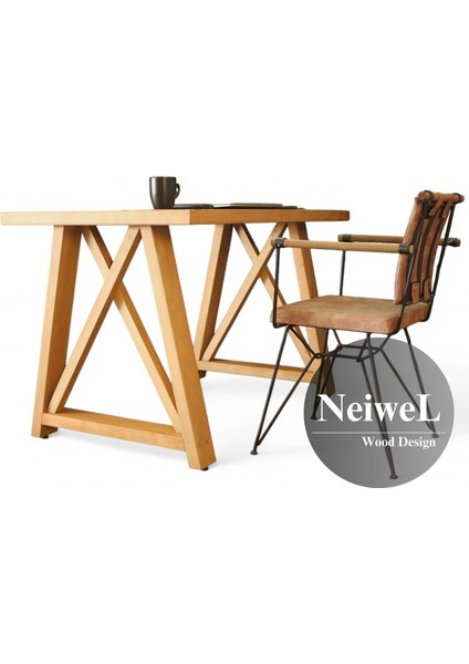 Wedel Doğal Ahşap Çalışma ve Ofis MASASI-70 cm -100 cm