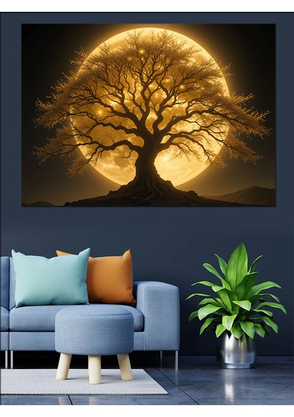 Altın Sarısı Büyülü Ağaç Dekoratif Tablo fiyatları