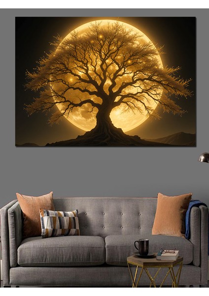 Altın Sarısı Büyülü Ağaç Dekoratif Tablo modelleri