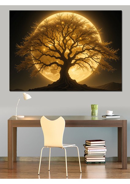 Altın Sarısı Büyülü Ağaç Dekoratif Tablo fırsatları