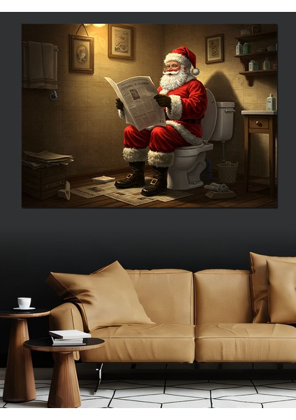 Tuvalette Noel Baba Dekoratif Tablo