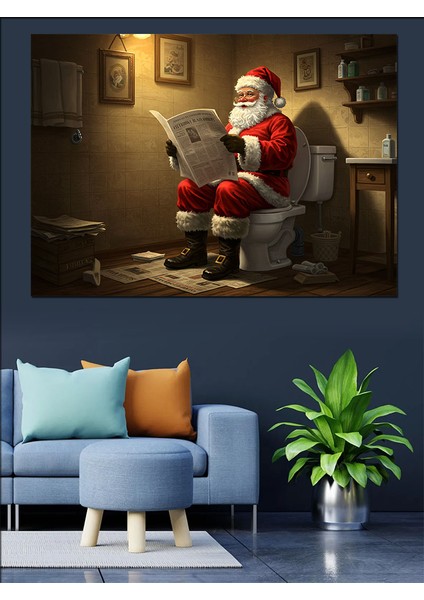 Tuvalette Noel Baba Dekoratif Tablo
