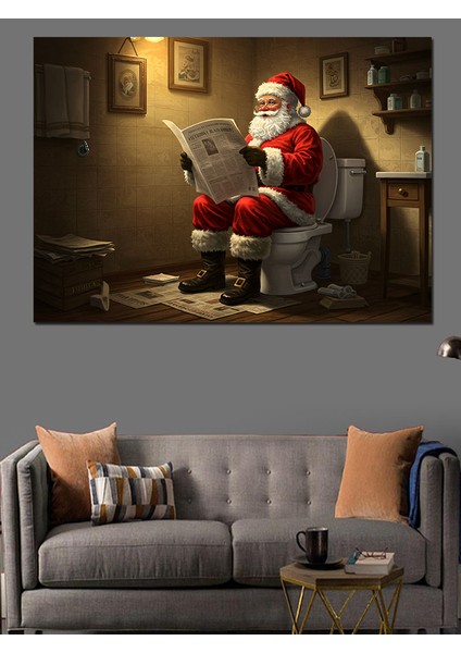Tuvalette Noel Baba Dekoratif Tablo