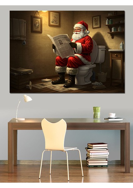 Tuvalette Noel Baba Dekoratif Tablo