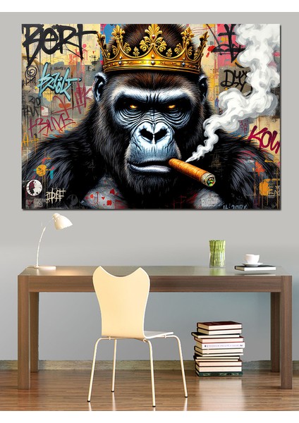 Tütsü Içen Maymun Kral Dekoratif Tablo fiyatları