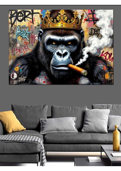 Tütsü Içen Maymun Kral Dekoratif Tablo modelleri