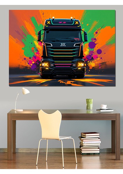 Neon Renkli Tır Dekoratif Tablo