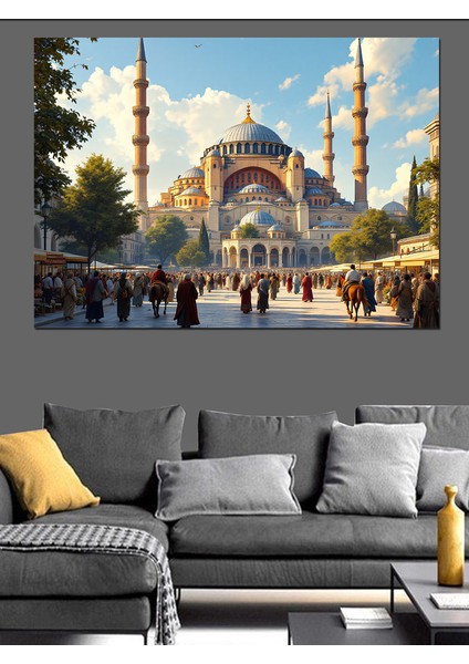 Büyük Camii ve Kalabalık Dekoratif Tablo modelleri