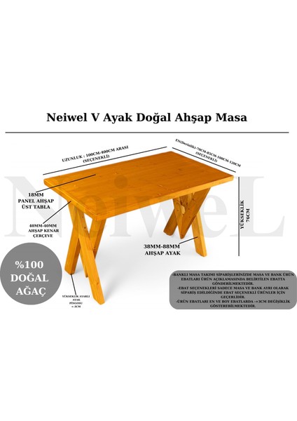 Asur Doğal Ahşap Çalışma ve Ofis MASASI-70 cm -160 cm indirimleri