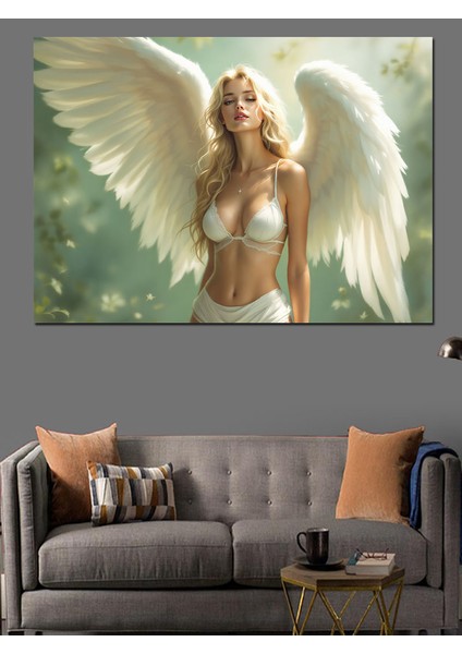 Beyaz Kanatlı Güzel Melek Dekoratif Tablo