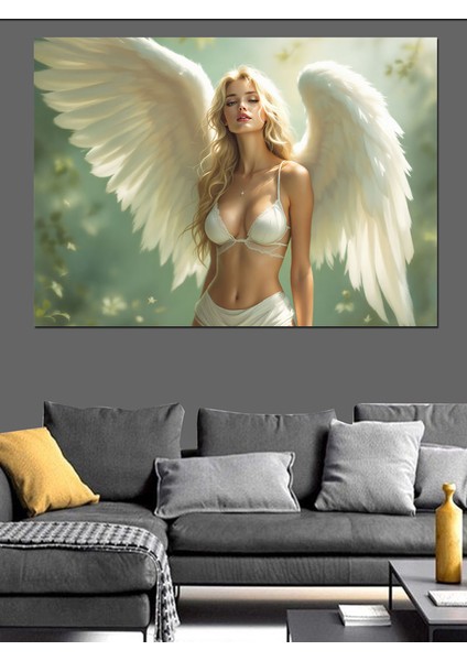 Beyaz Kanatlı Güzel Melek Dekoratif Tablo modelleri