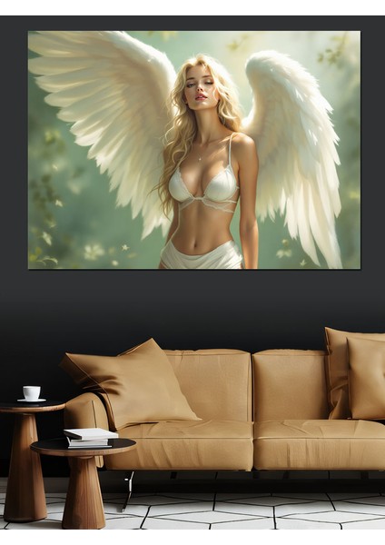 Beyaz Kanatlı Güzel Melek Dekoratif Tablo fırsatları