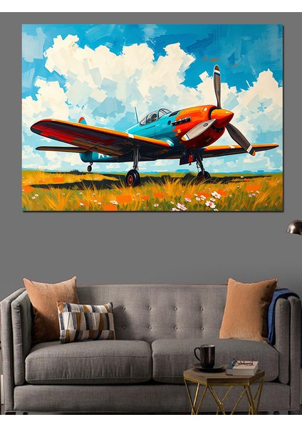 Bulutlar Üstünde Kırmızı Uçak Dekoratif Tablo fiyatları