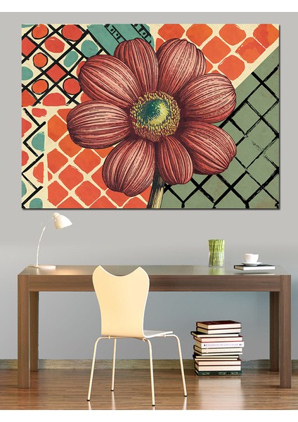 Geometrik Çiçek Deseni Dekoratif Tablo