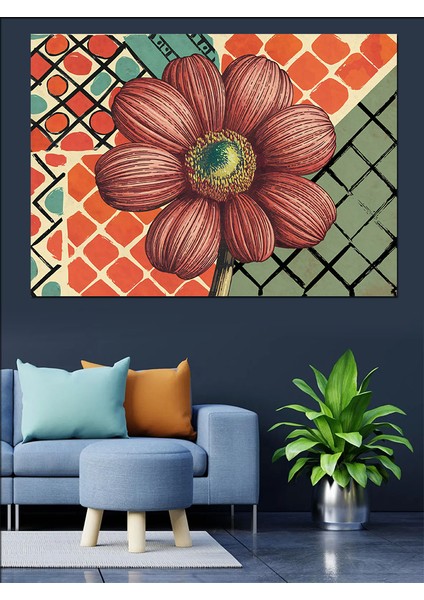 Geometrik Çiçek Deseni Dekoratif Tablo fırsatları