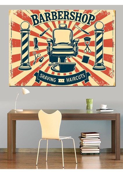 Retro Berber Dükkanı Posteri Dekoratif Tablo modelleri